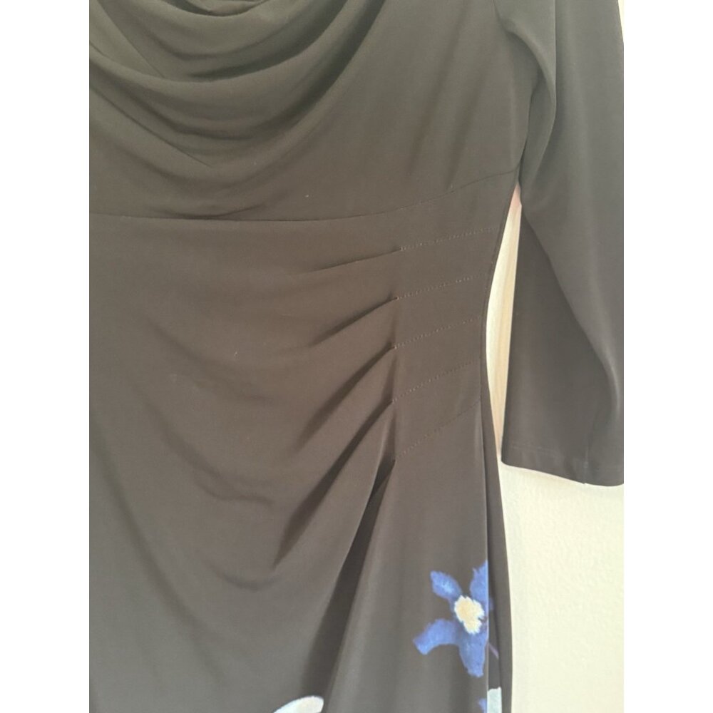 Lauren Ralph Lauren Women’s 10 Petite Black Floral Ruched Career Dress - Picture 4 of 10